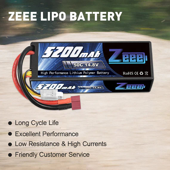 Zeee 4S Lipo Batterie 5200mAh 14,8V 50C Hard Case Deans Plug - LiPo24.de