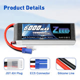 Zeee 4S Lipo Akku 6000mAh 14,8V 100C mit EC5 Stecker Soft Case für Flugzeug RC Car RC Modelle (2 Pack) - LiPo24.de