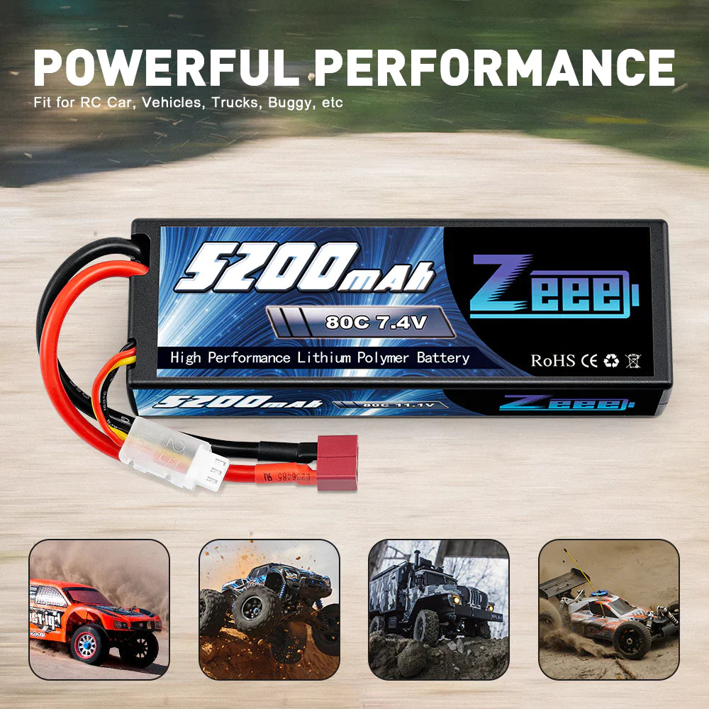 Zeee 2S Lipo Akku 5200mAh 7.4V 80C Hardcase Dean (2 St.)