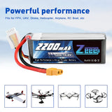 Zeee 4S Lipo Akku 2200mAh 14,8V 120C mit XT60 Stecker RC Graphen Akku für RC Modelle Flugzeug RC Auto (2 Stück) - LiPo24.de