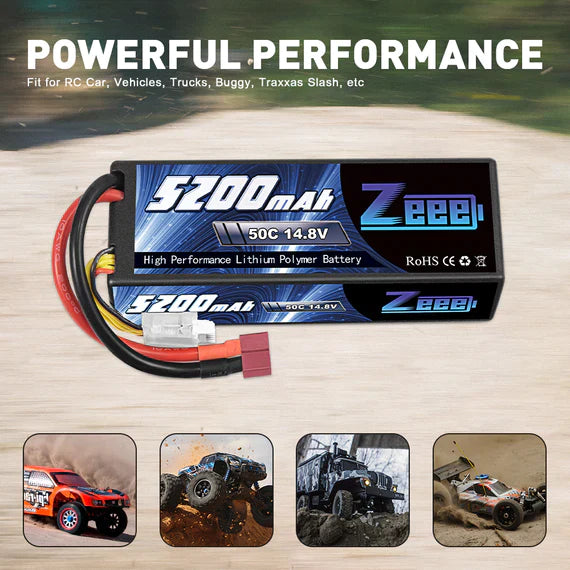 Zeee 4S Lipo Batterie 5200mAh 14,8V 50C Hard Case Deans Plug - LiPo24.de