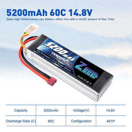 Zeee 4S Lipo Akku 5200mAh 14.8V 60C DEAN - LiPo24.de