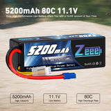 Zeee 3S Lipo Akku 5200mAh 11.1V 80C EC3 Hartcase (2er Pack) - LiPo24.de