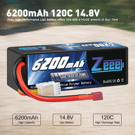 Zeee 4S Lipo Akku 6200 mAh 14,8 V 120C Hardcase DEAN (2 St.) - LiPo24.de