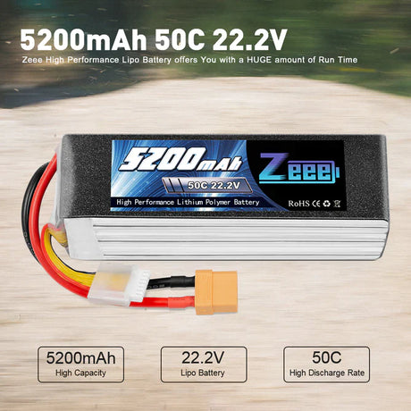 Zeee 6S Lipo Akku 5200mAh 22.2V 50C XT90 - LiPo24.de