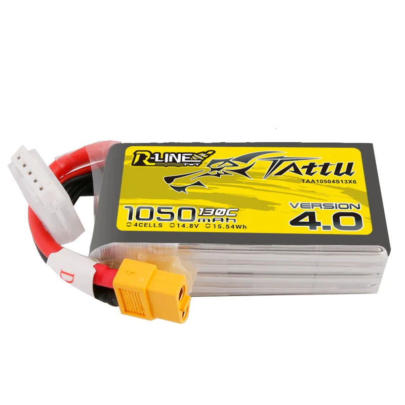 Tattu R-Line Version 4.0 1050mAh 14.8V 130C 4S1P Lipo Akkupack mit XT60 Stecker - LiPo24.de