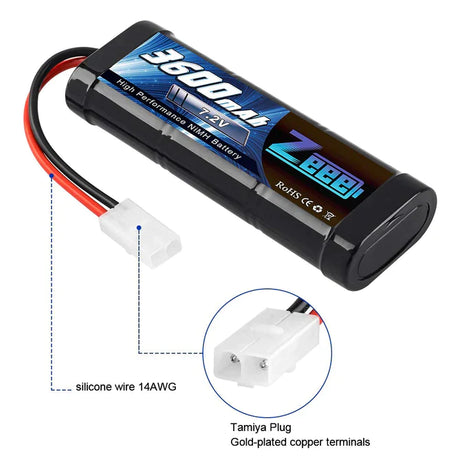 Zeee 7.2V 3600mAh RC NiMH Akku Tamiya-Stecker (2 Stück)