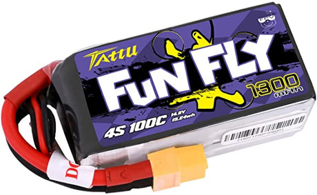 Tattu Funfly Serie 1300mAh 14.8V 100C 4S1P Lipo Akku mit XT60 Stecker - LiPo24.de