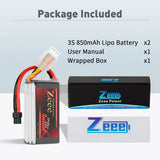 Zeee Premium Series 3S Lipo Akku 850mAh 11.1V 100C Soft Case mit XT30 Stecker für RC Car RC Modelle (2 St.) - LiPo24.de