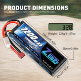 Zeee 2S Lipo Akku 7200mAh 7.4V 80C Hard Case mit Deans T Style Connector für RC Car - LiPo24.de