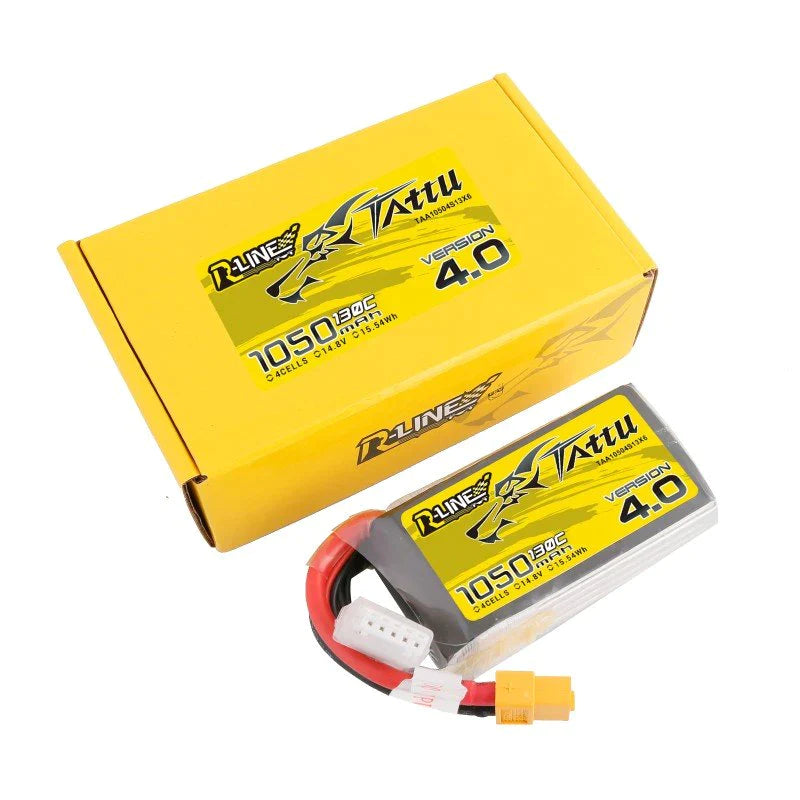 Tattu R-Line Version 4.0 1050mAh 14.8V 130C 4S1P Lipo Akkupack mit XT60 Stecker - LiPo24.de