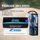 Zeee 3S Lipo Akku 7200mAh 11,1V 80C mit EC5-Anschluss Hartschalenkoffer für RC-Car-RC-Modelle (2 Packungen) - LiPo24.de