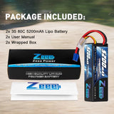 Zeee 3S Lipo Akku 5200mAh 11.1V 80C EC3 Hartcase (2er Pack) - LiPo24.de