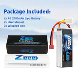 Zeee 4S Lipo Akku 2200mAh 14.8V 50C Soft Case T Stecker (2 St.) - LiPo24.de