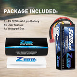 Zeee 4S Lipo Batterie 5200mAh 14,8V 50C Hard Case Deans Plug - LiPo24.de