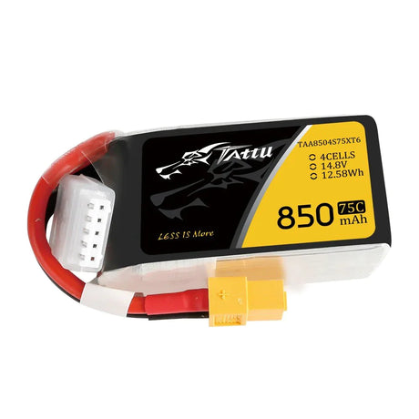 Tattu 850mAh 14.8V 75C 4S1P Lipo Akku mit XT60 Stecker - LiPo24.de