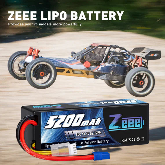 Zeee 3S Lipo Akku 5200mAh 11.1V 80C EC3 Hartcase (2er Pack) - LiPo24.de