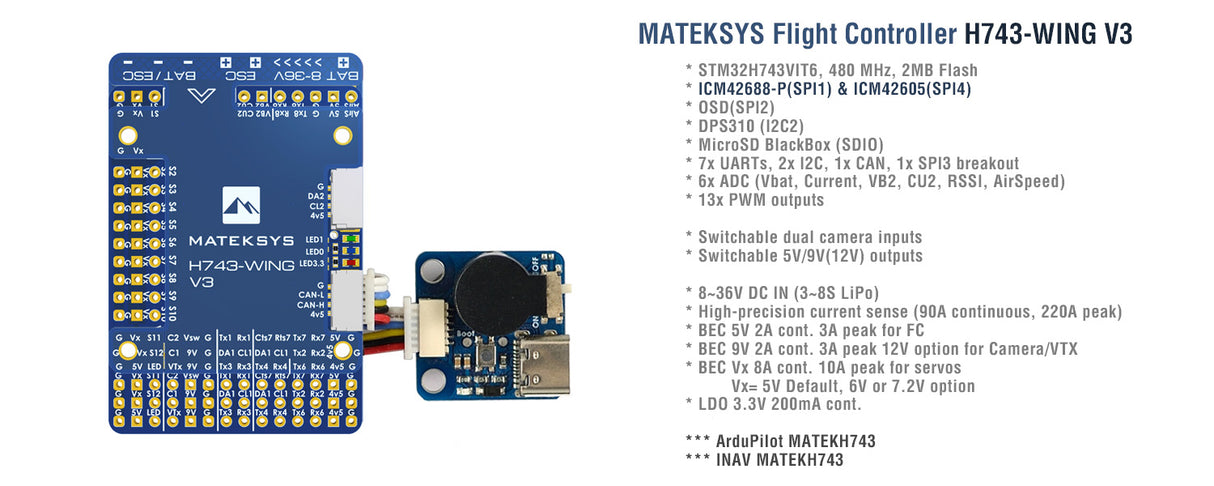 Matek System Flugsteuerung H743-Wing V3