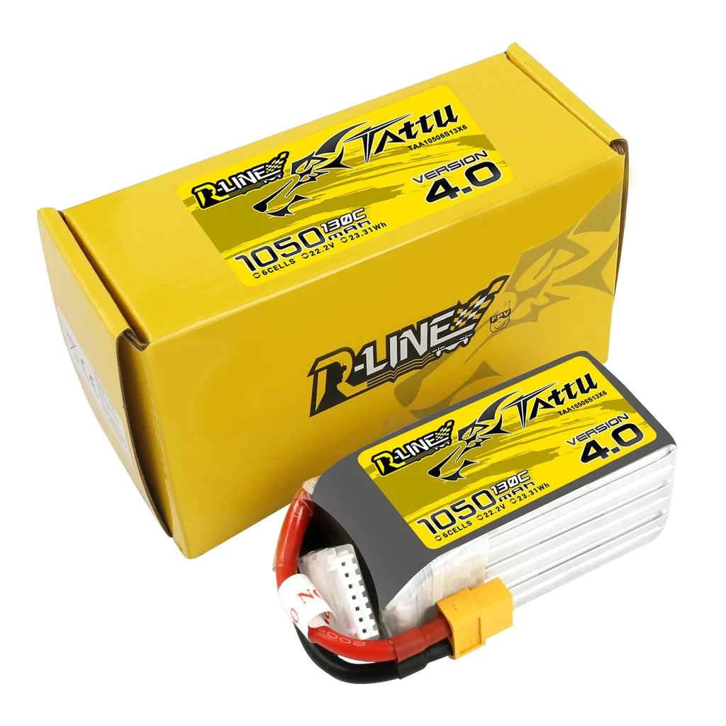 Tattu R-Line Version 4.0 1050mAh 22.2V 130C 6S1P Lipo Akku mit XT60 Stecker - LiPo24.de