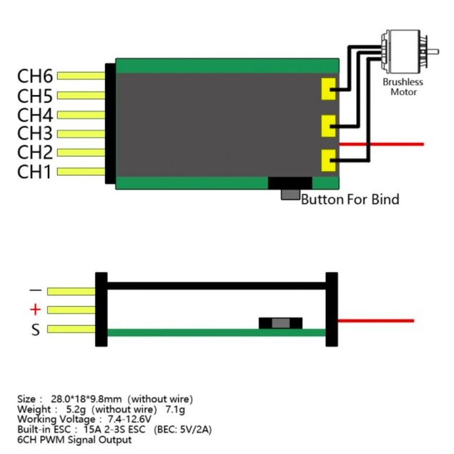 FM Micro RX FR7012-D V2 6CH 3S 15A ESC - DSMX/DSM2