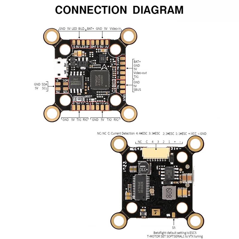 T-Motor Velox F411 Lite OSD Betaflight Flight Controller